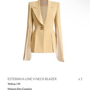 Yellow A-Line V-Neck Blazer